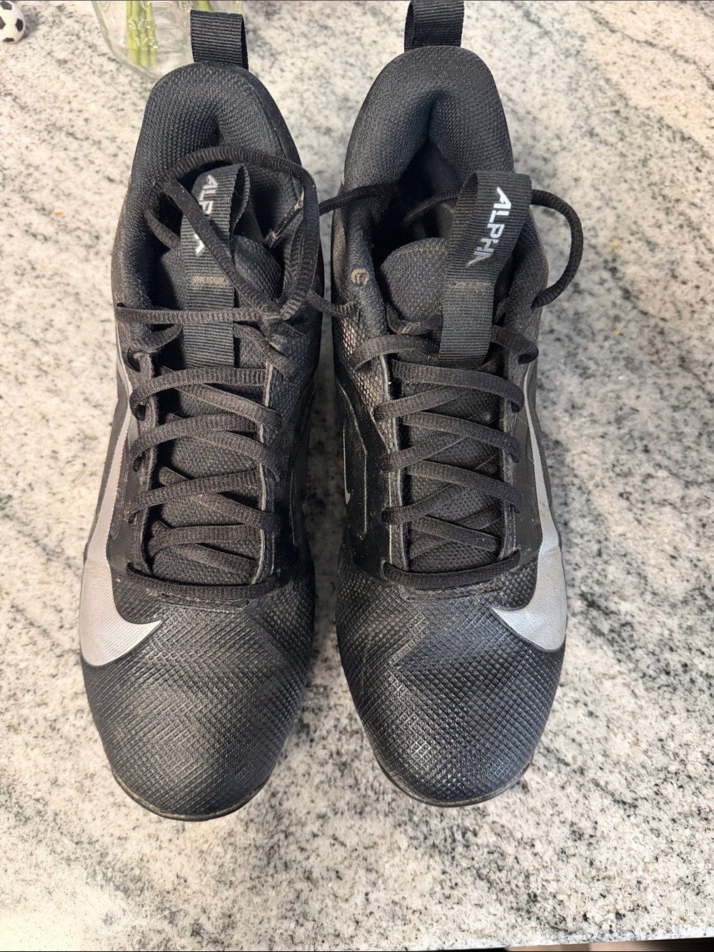 Nike Men’s Black Athletic Cleats with Silver Swoosh